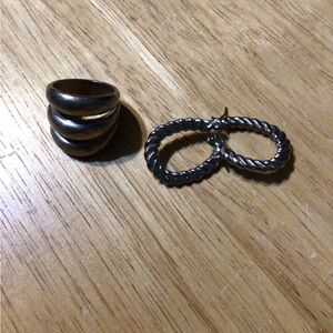 Elegant Silver Women's Ring & Earring Set